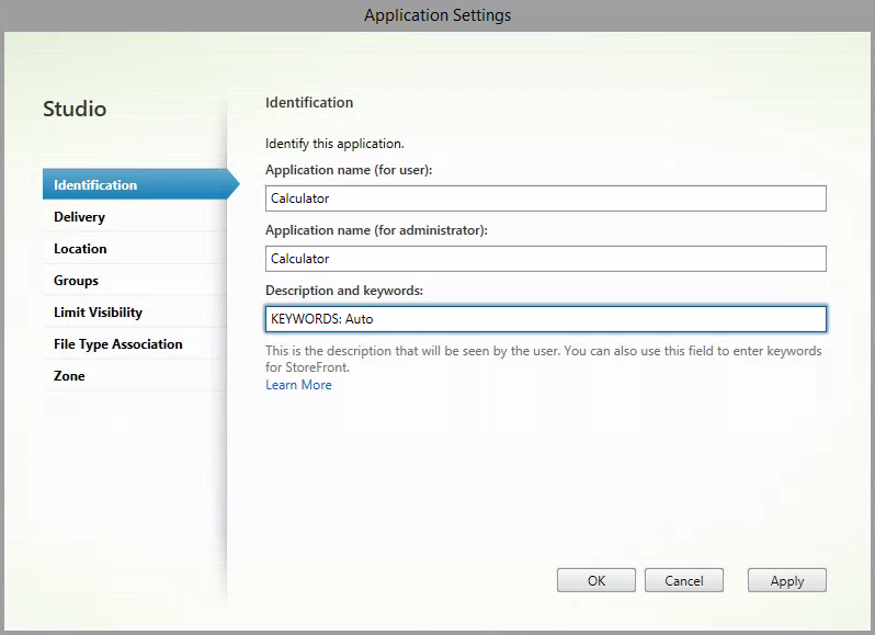 Application Settings Identification