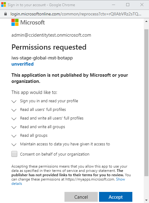 Permissions requested