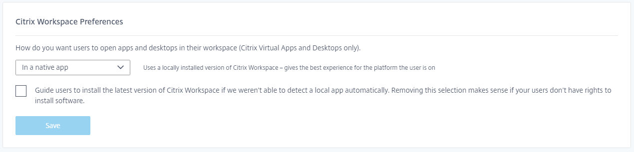 Workspace Preferences settings