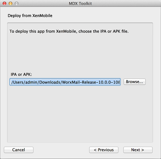 MDX Toolkit Choose file for deployment