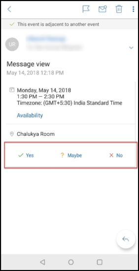 Besprechungseinladungsoptionen in Secure Mail für Android
