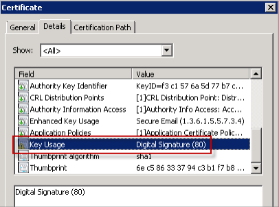 Imagem do certificado para assinar messagens de email