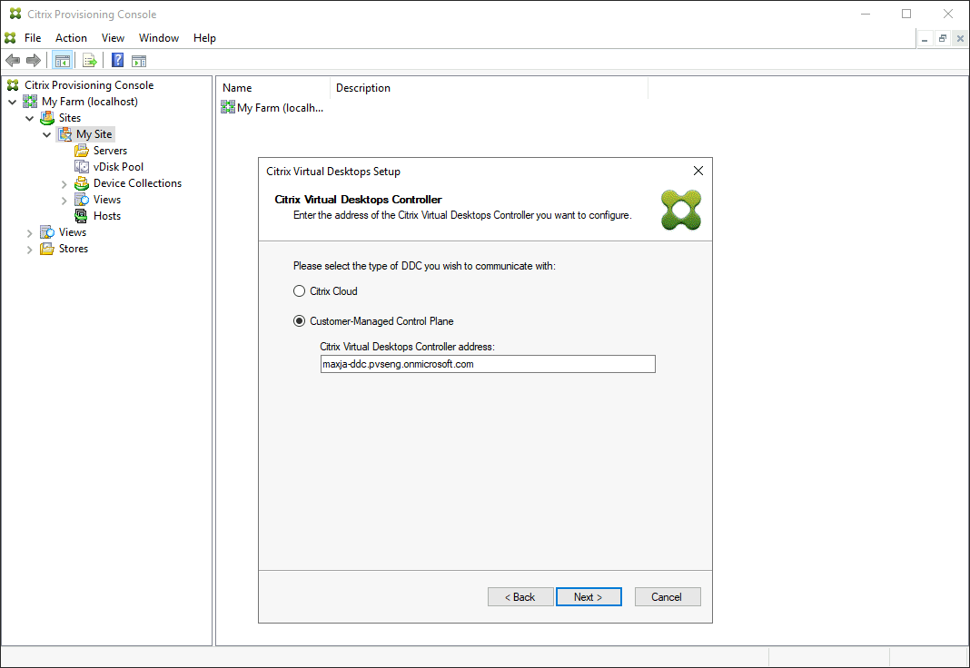 Asistente de configuración de CVAD de Citrix Cloud DDC