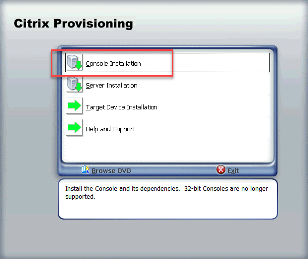 安装Citrix Provisioning Console