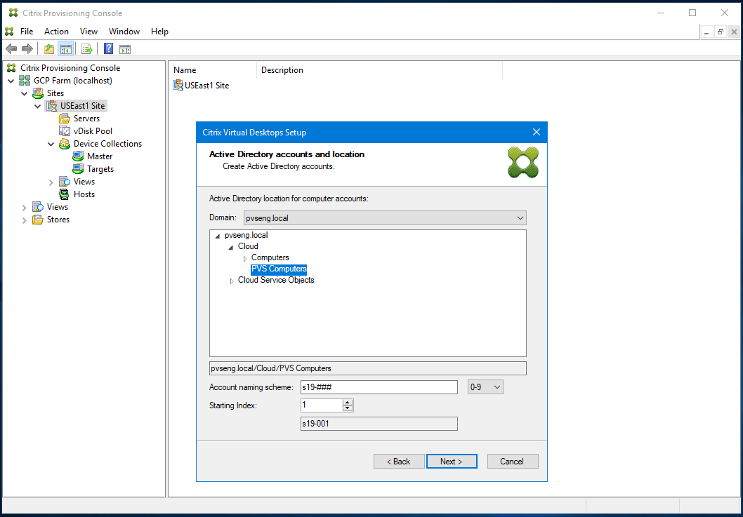 Asistente de instalación: Configuración de AD para dispositivos de destino