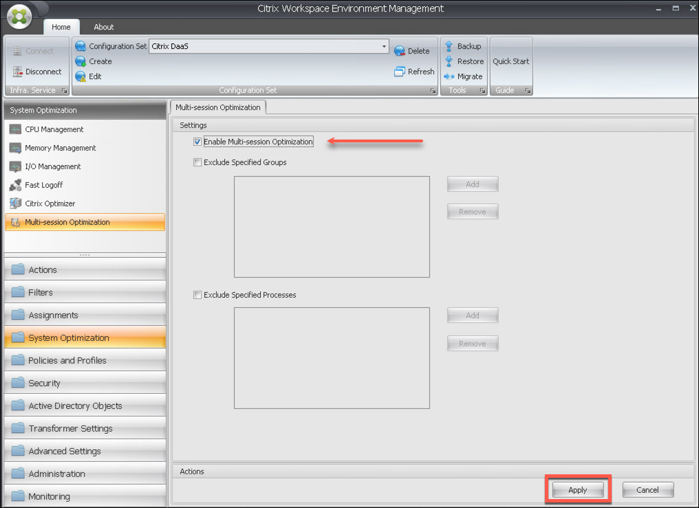 Optimización del sistema Optimización multisesión