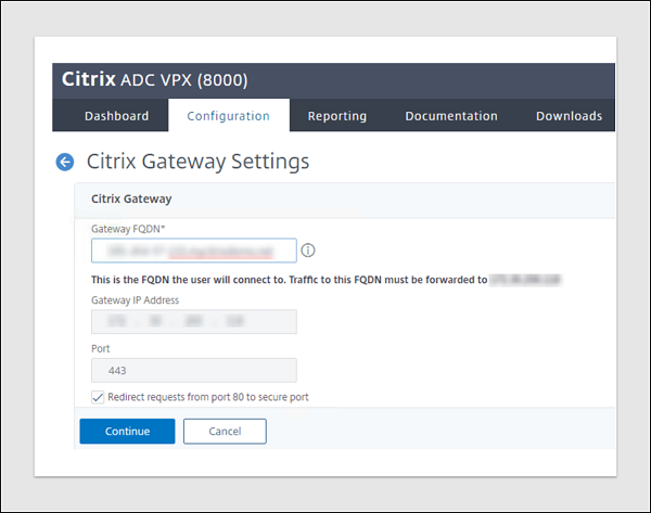 Entrez les détails du nom de domain complete de la passerelle et du certificate at SSL