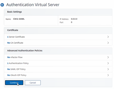 autenticación del servidor virtual