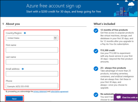 Azure Account Info