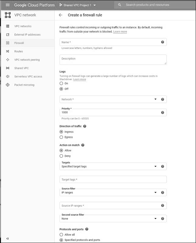 Create new firewall rule