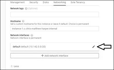 Network settings panel