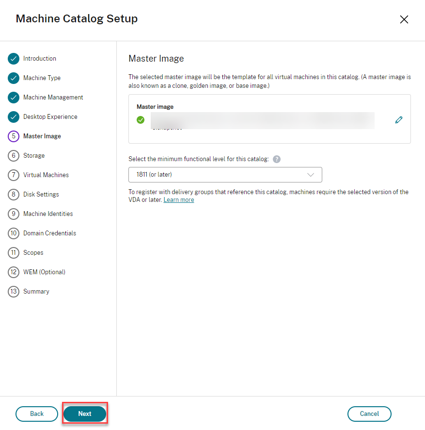 Selecting image for base disk