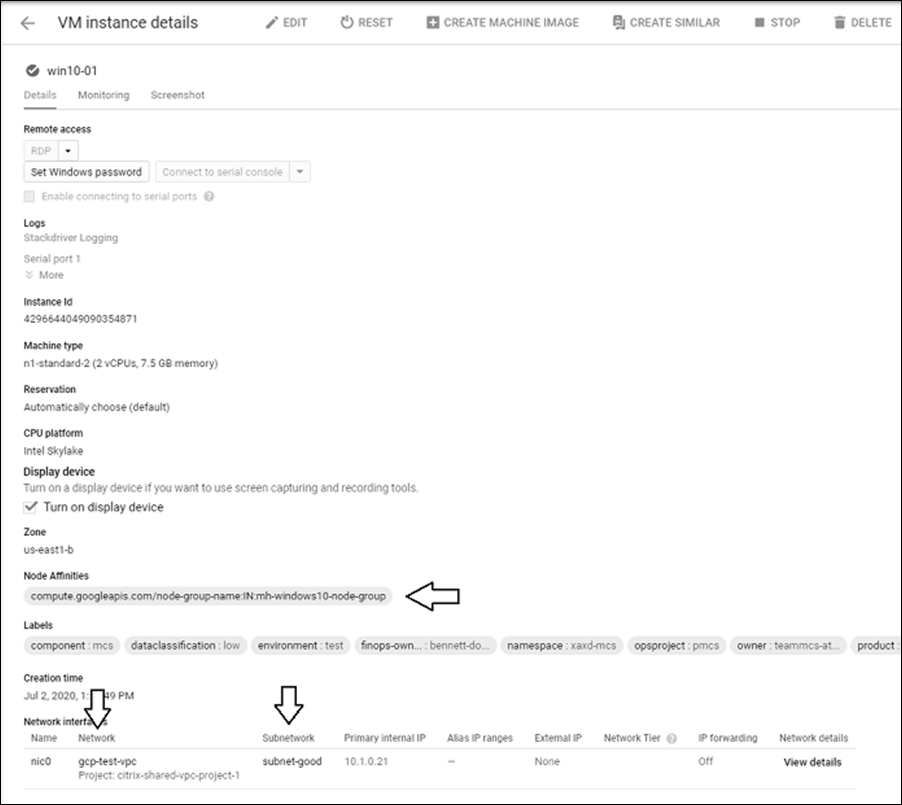 Instance details