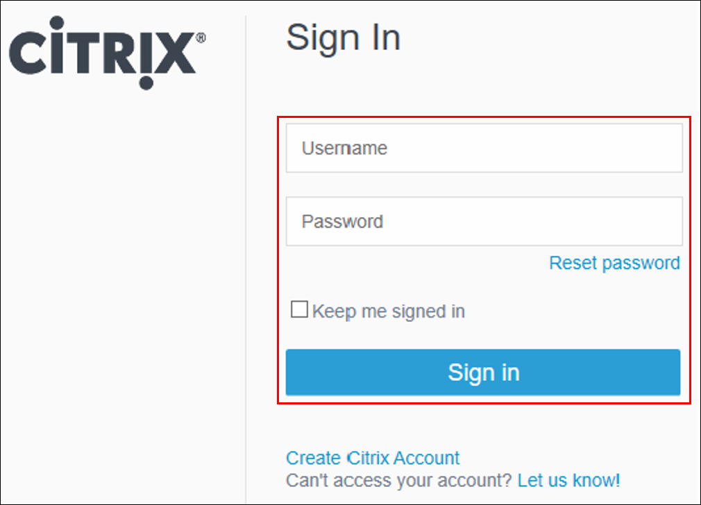 Citrix DaaS: inicie sesión en Citrix.com