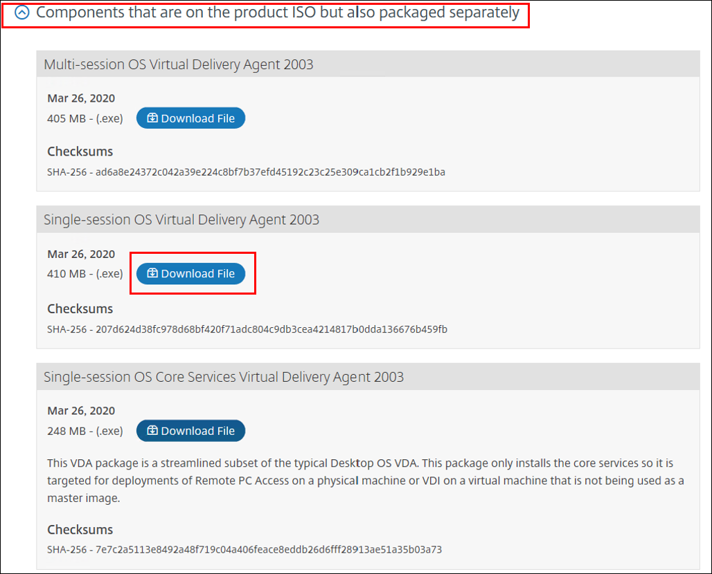 Citrix DaaS - Select Single-session OS VDA