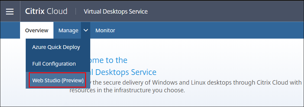 Service Citrix Virtual Desktops - Open Web Studio