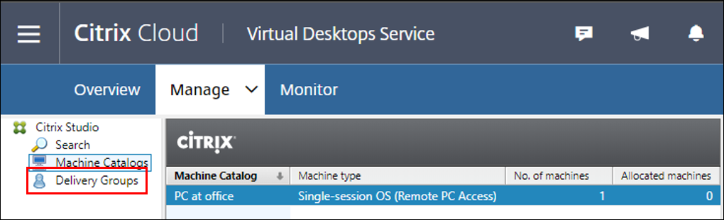 Citrix DaaS-オープンデリバリーグループ