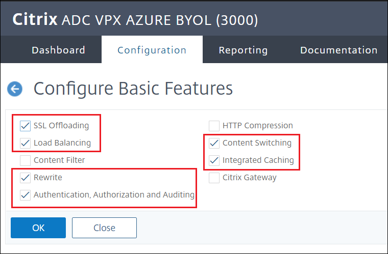 Option Configure Basic Features