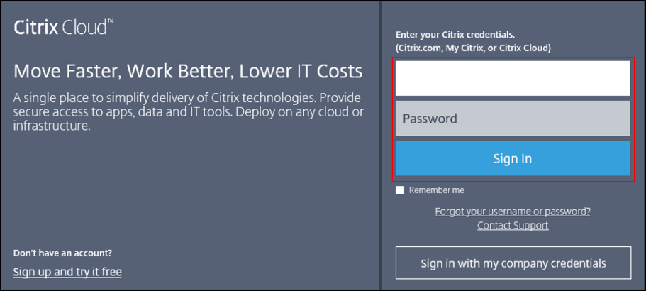 登录 Citrix Cloud