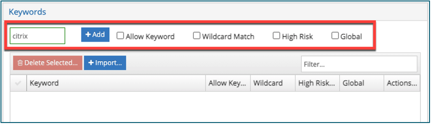 Citrix SIA KEYWORD ALLOW