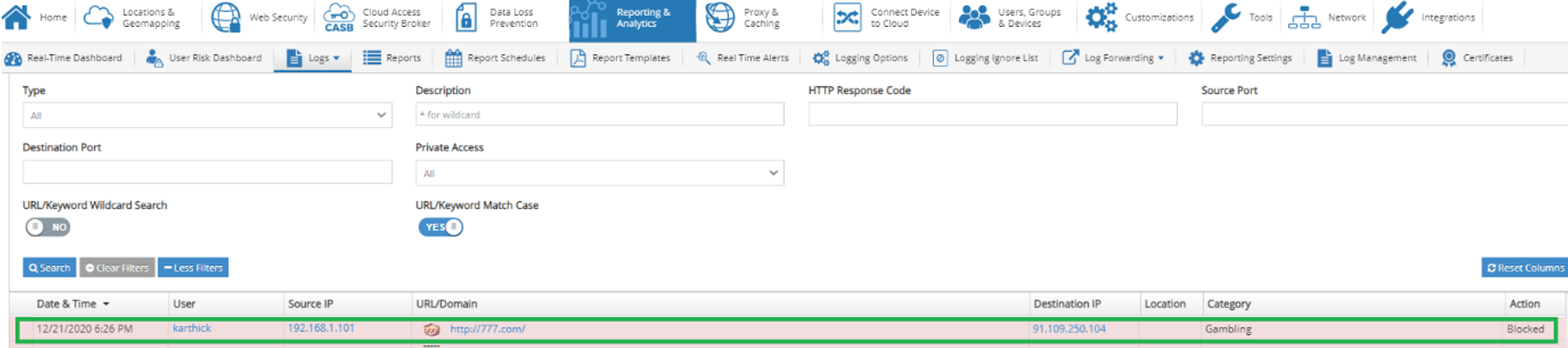 777 Website Blocked Reporting Dashboard