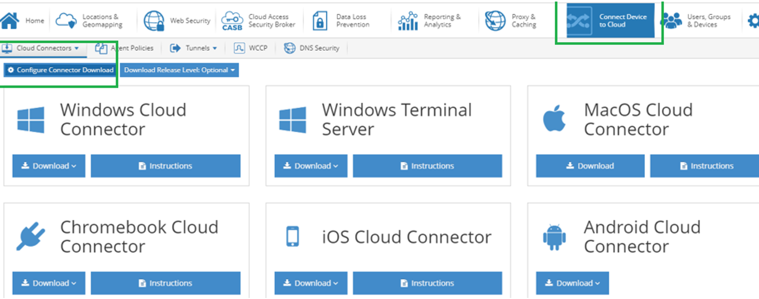 Paramètres de téléchargement de l'agent Citrix SIA