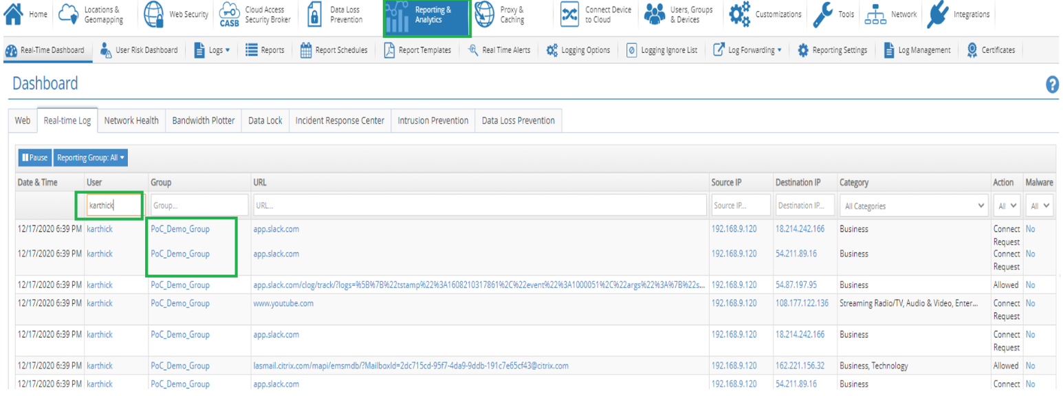 Rapport sur le trafic des agents SIA Citrix