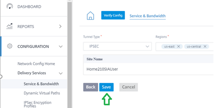 Citrix SIA Service Tunnel und Speichern