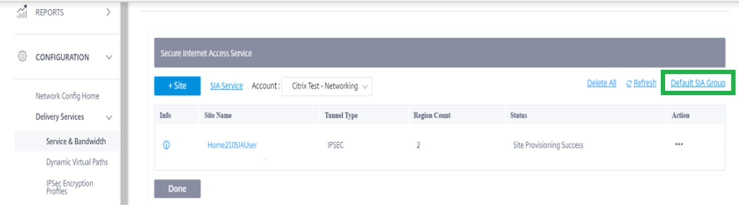 Groupe de routage des services SIA Citrix