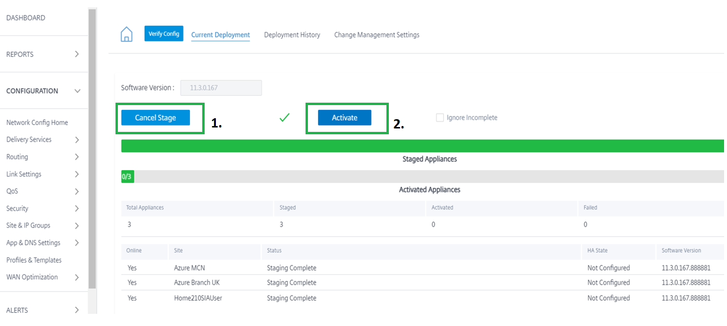 Staging der Änderungen an den Citrix SIA