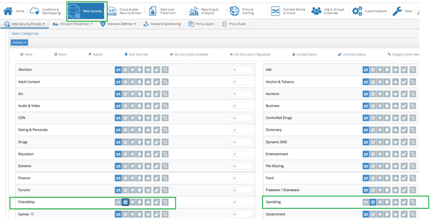 Enable Web Security for Category