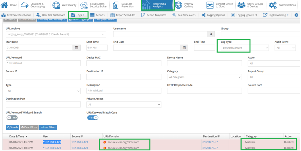 通过启用 SSL 的 IPsec 隧道进行恶意软件报告程序统计