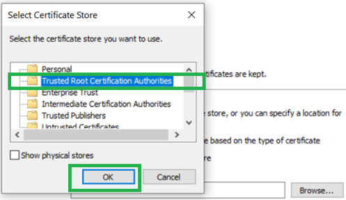 Select Trusted Root Authorities