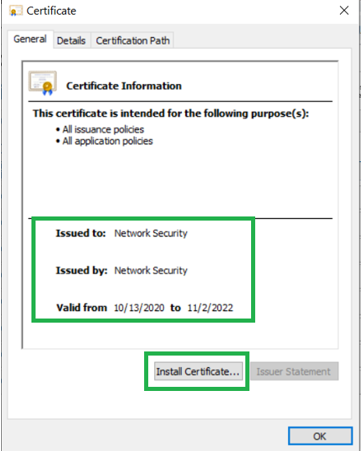 Überprüfen Sie den Aussteller fgr das SSL-Zertifikat