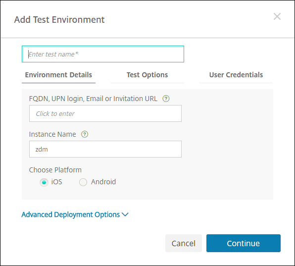 Imagen de la configuración y las comprobaciones de XenMobile Analyzer