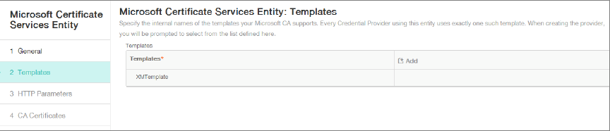 Certificates configuration screen