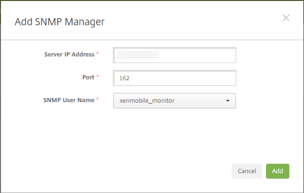 Imagem da configuração SNMP