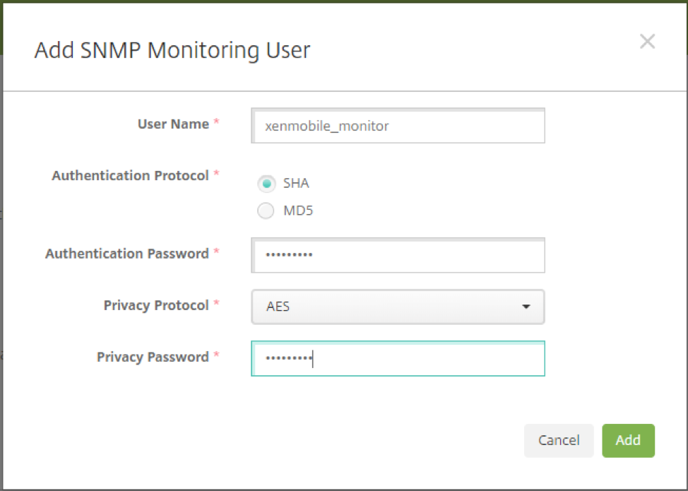 Image de la configuration SNMP