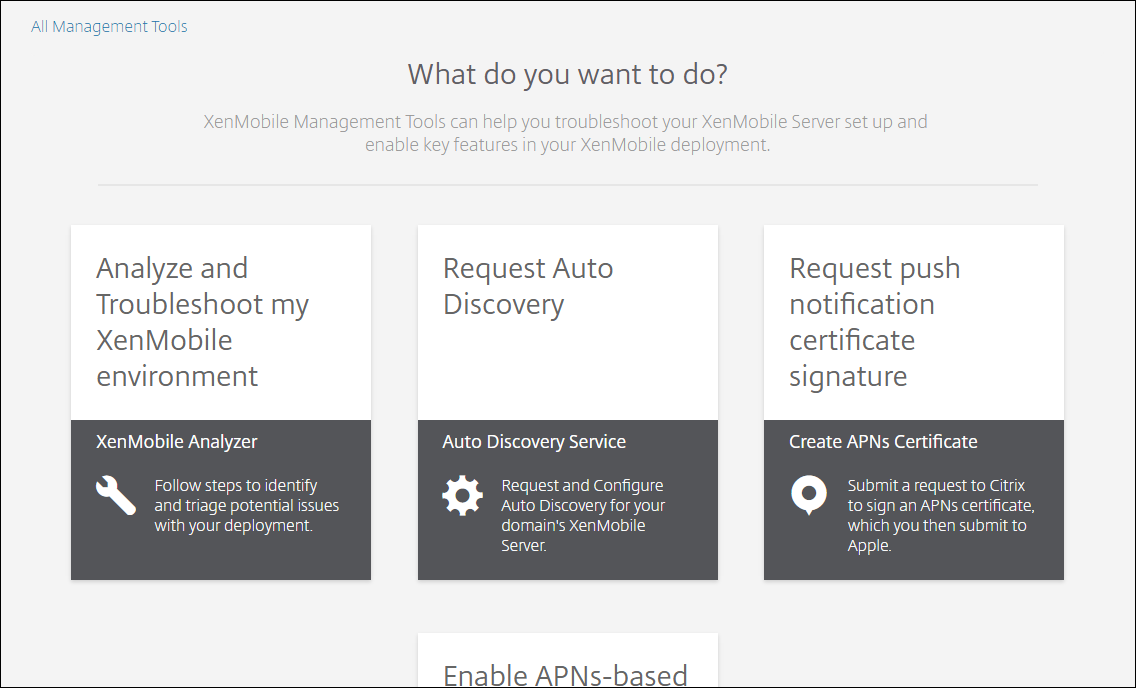 Imagen de la configuración y las comprobaciones de XenMobile Analyzer