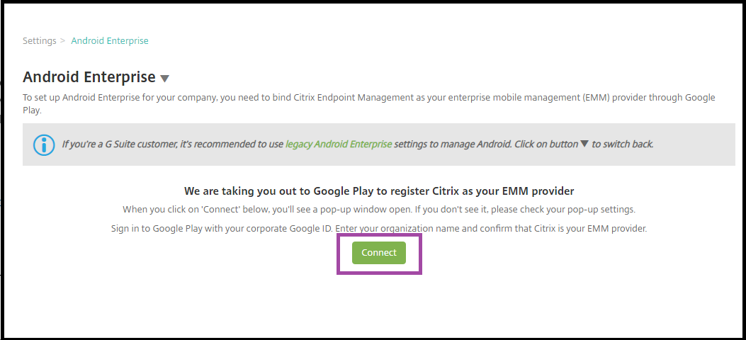 Android EnterpriseからGoogle Playへの接続