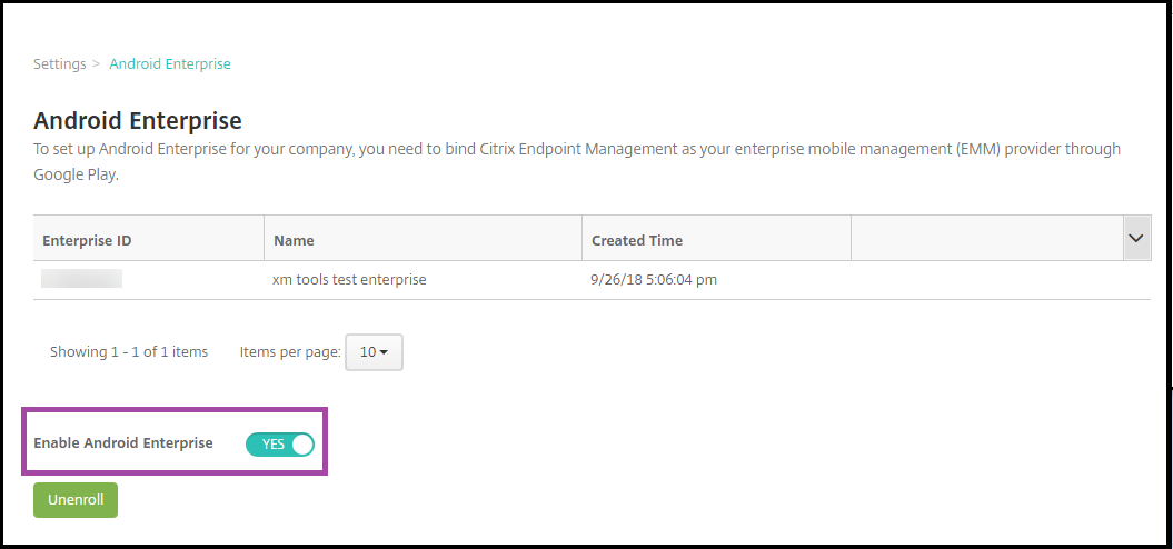 Ativar a opção Android Enterprise