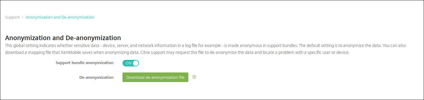 Image de la configuration des données anonymisées