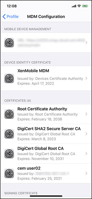 iOS MDM management