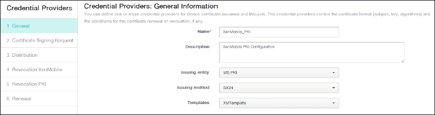 Écran de configuration Fournisseurs d’informations d’identification