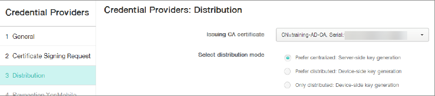 Écran de configuration Fournisseurs d’informations d’identification