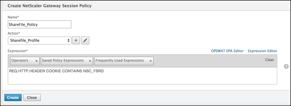 Citrix Gateway Session Profile screen