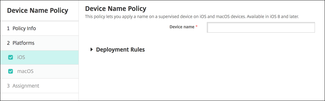 Image of Device Policies configuration screen