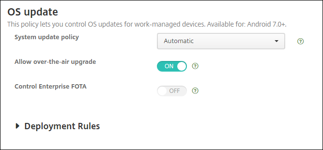 Image of Device Policies configuration screen