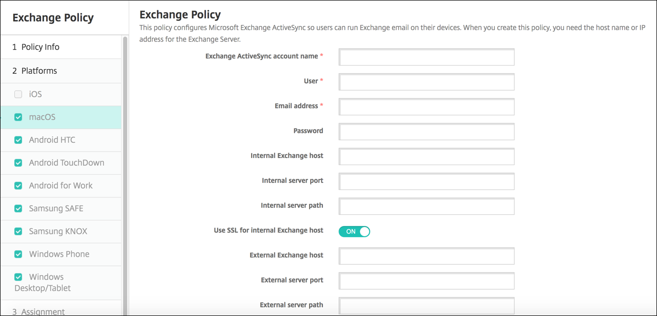 Image of Device Policies configuration screen