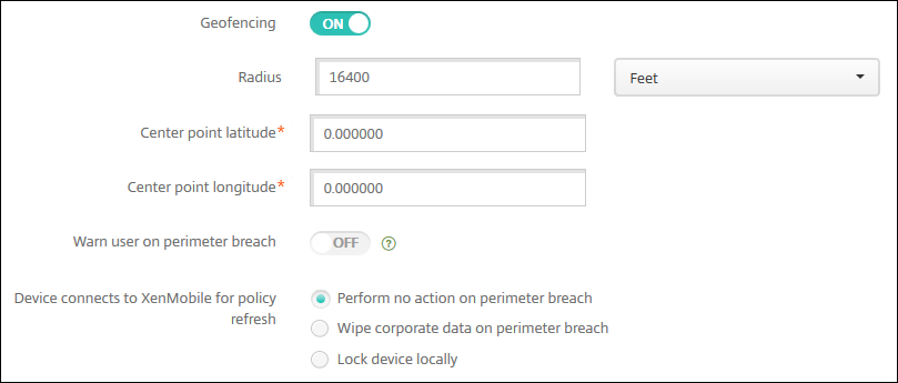 Image of Device Policies configuration screen